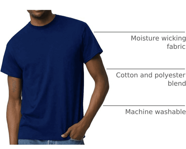 (PACK OF 2) Gildan Unisex-Adult Dryblend T-Shirt Navy Medium G8000 - Thumbnail 3