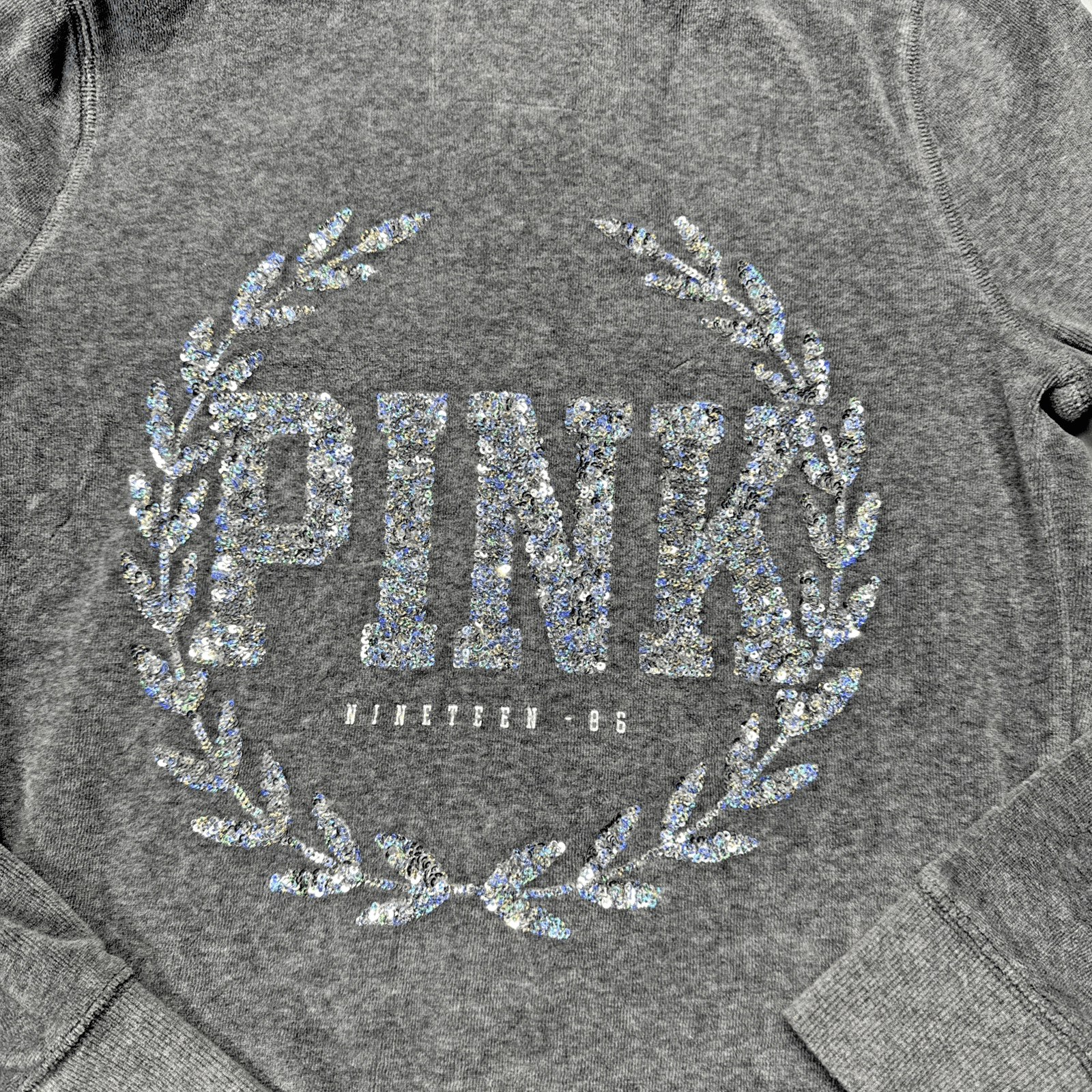 Victorias Secret Sweatshirt Womens Extra Small Gray PINK Hoodie Pullover Ladies - Thumbnail 4