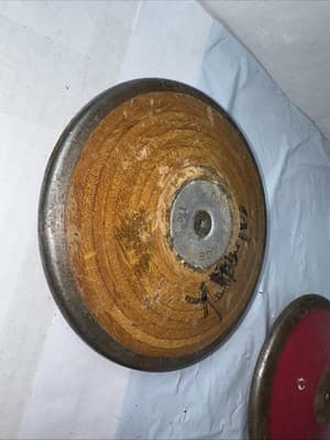 3 RARE Track & Field Collectible Discus Wood Metal Vintage - Thumbnail 9