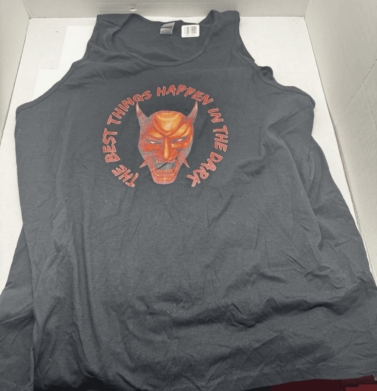 VINTAGE 2XL XXL THE BEST THINGS HAPPEN IN THE DARK TANK TOP BLACK - Image 1