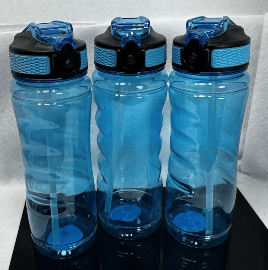 3 Assorted Plastic Water Bottles with Flip Top Lids 28.2 Oz, BPA Free Reusable - Image 1