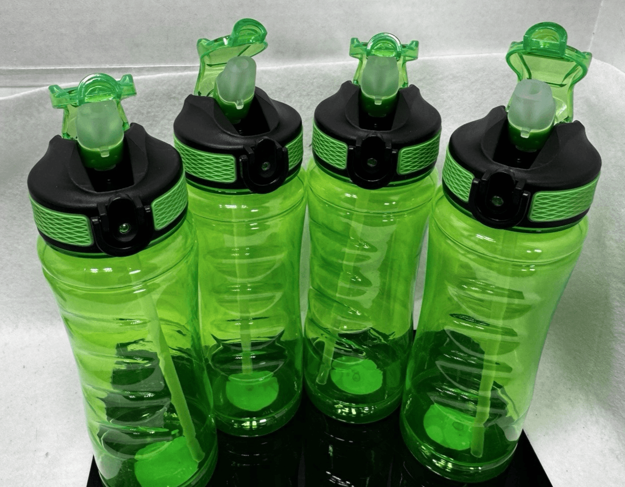 4 Assorted Plastic Water Bottles with Flip Top Lids 28.2 Oz, BPA Free Reusable - Thumbnail 2