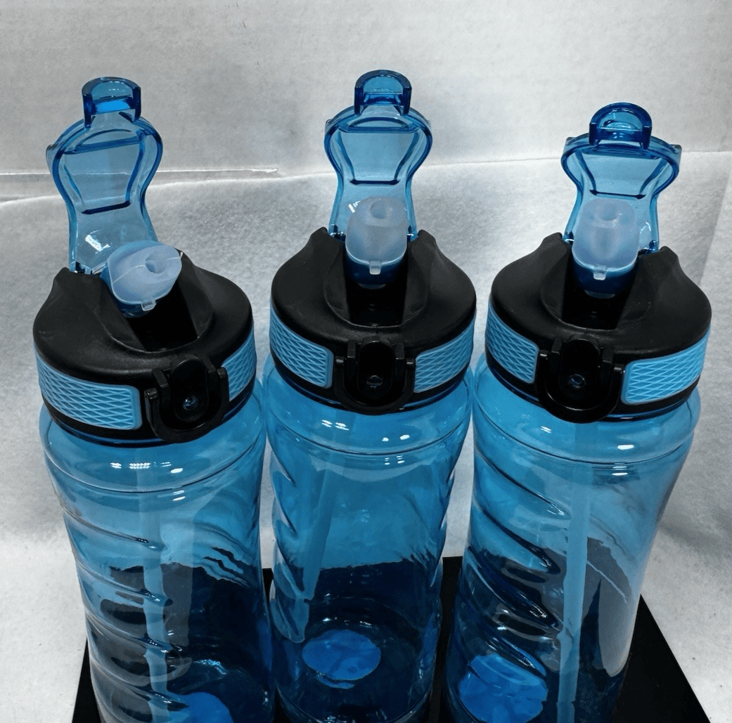 3 Assorted Plastic Water Bottles with Flip Top Lids 28.2 Oz, BPA Free Reusable - Thumbnail 2