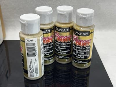 4 Pk DecoArt Glamour Dust Ultra Fine Glitter Paint 2oz Gold Bling - Thumbnail 2