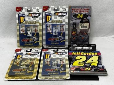 Lot of Vintage Jeff Gordon Items Note Pad, Key Chain & Speed Caps, Model Cars - Image 1
