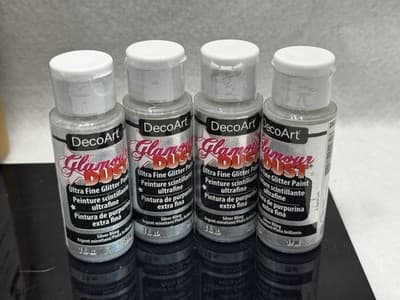 4 Pk DecoArt Glamour Dust Ultra Fine Glitter Paint 2oz Silver Bling - Image 1