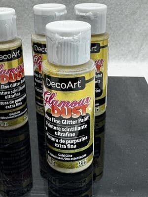4 Pk DecoArt Glamour Dust Ultra Fine Glitter Paint 2oz Gold Bling - Thumbnail 3