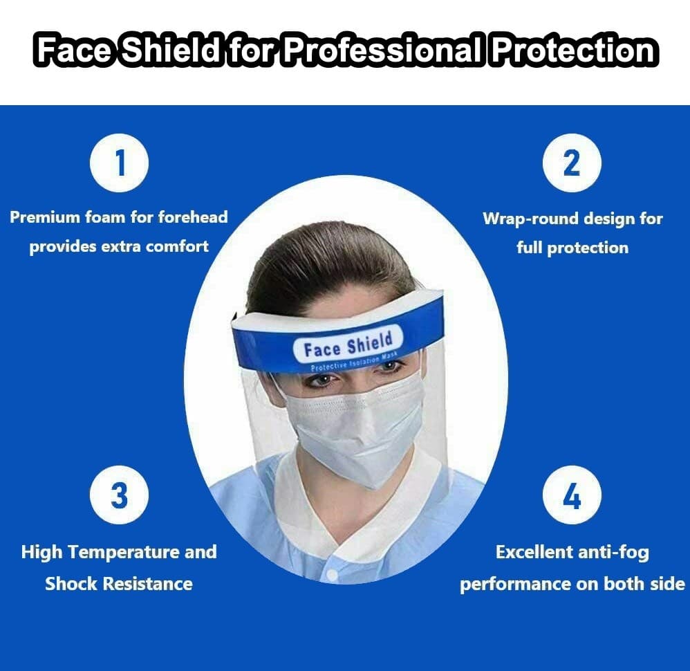 10 Pack Safety Full Face Shield Reusable Clear Washable Face Anti-Splash - Thumbnail 4