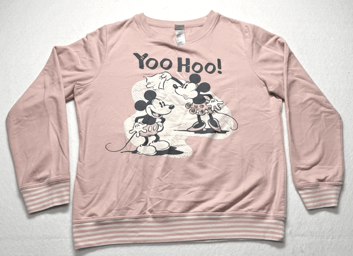 Disney Sweatshirt Womens XL 16-17 Juniors Minnie Mickey Mouse Yoo Hoo Sleepwear - Image 1