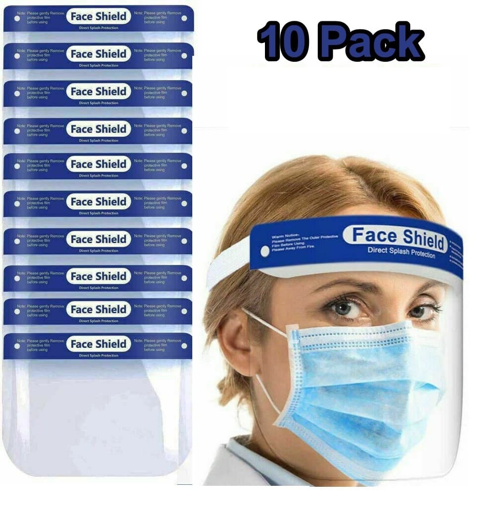 10 Pack Safety Full Face Shield Reusable Clear Washable Face Anti-Splash - Thumbnail 5