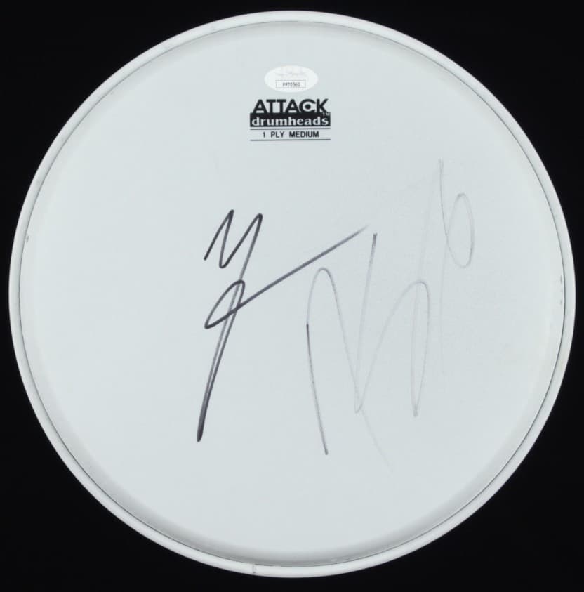 Vince Neil & Nikki Sixx Signed 11" Drumhead (JSA Hologram) - Image 1