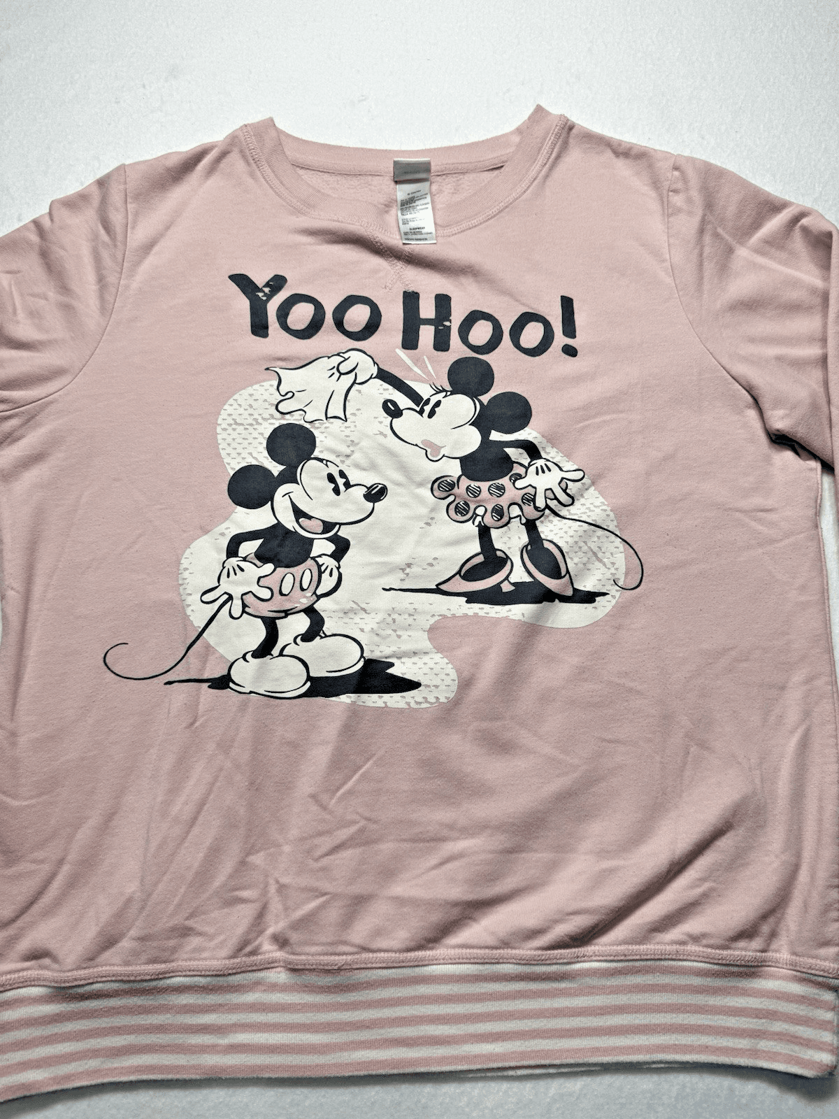 Disney Sweatshirt Womens XL 16-17 Juniors Minnie Mickey Mouse Yoo Hoo Sleepwear - Thumbnail 2