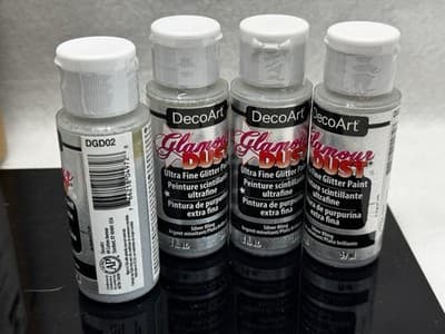 4 Pk DecoArt Glamour Dust Ultra Fine Glitter Paint 2oz Silver Bling - Thumbnail 2