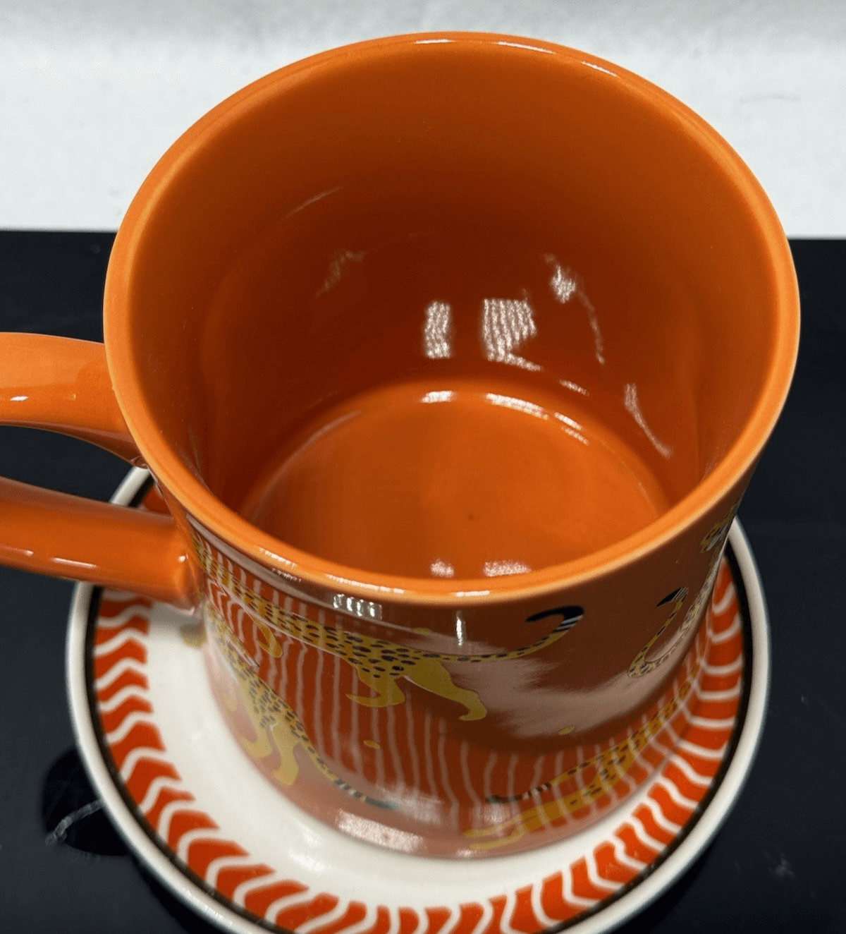 Be Fierce Cheetah Mug Oversized Ceramic Golden Orange Inspirational Saucer - Thumbnail 3
