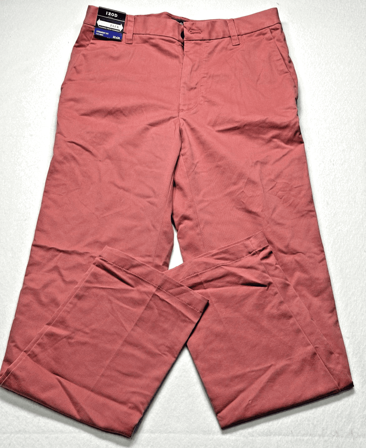 IZOD Stretch Waist Sport Flex Flat Front Pants Pink Men's Straight Fit 32x34 - Image 1