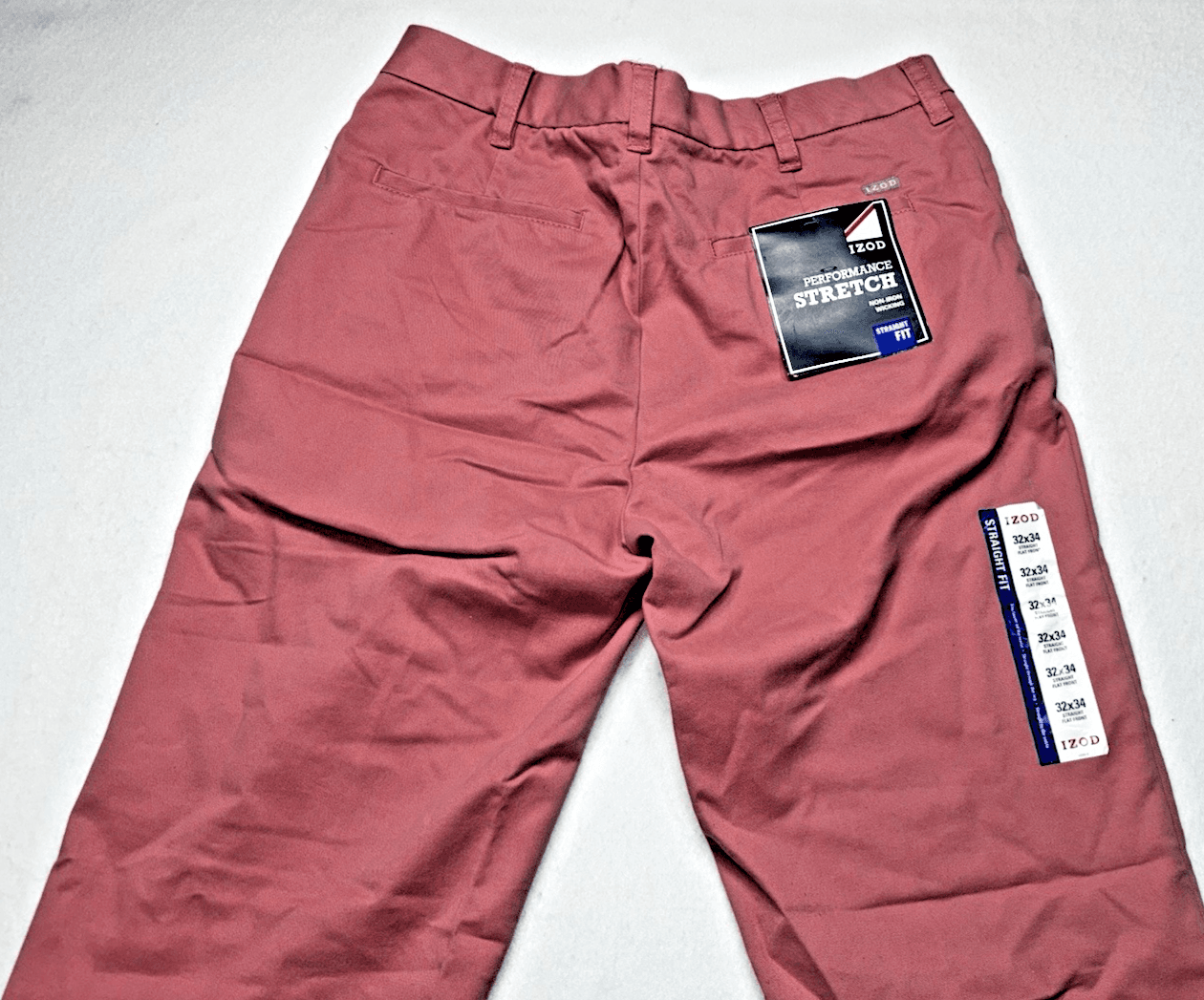 IZOD Stretch Waist Sport Flex Flat Front Pants Pink Men's Straight Fit 32x34 - Thumbnail 5