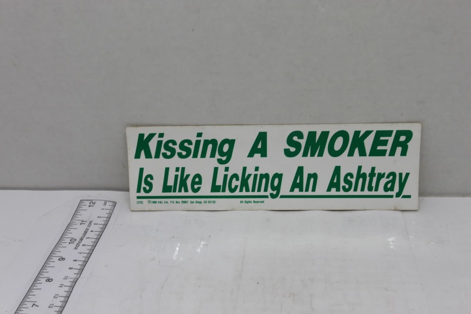 10in x 3in Bumper Sticker "Kissing a smoker is like licking an ashtray" - Image 1