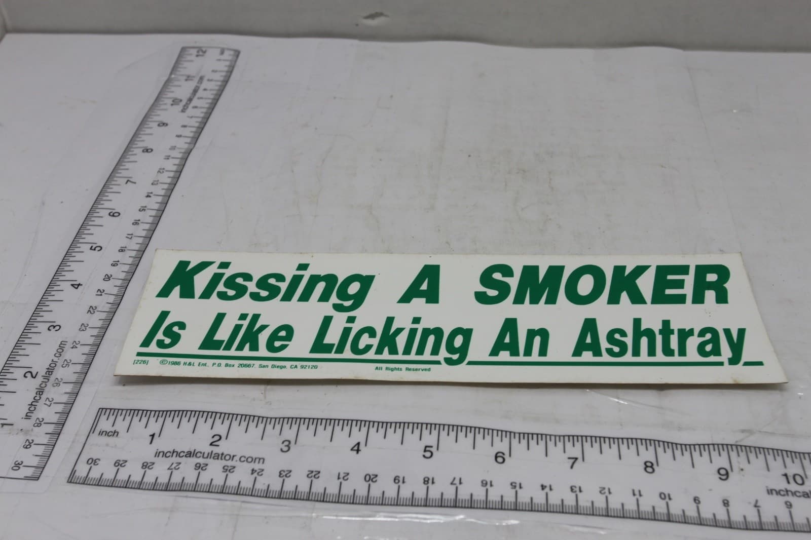 10in x 3in Bumper Sticker "Kissing a smoker is like licking an ashtray" - Thumbnail 2