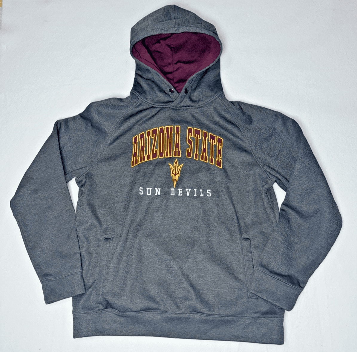Arizona Sun Devils Hoodie Mens XL Pullover Gray Red Yell Sweatshirt NCAA Stadium - Image 1