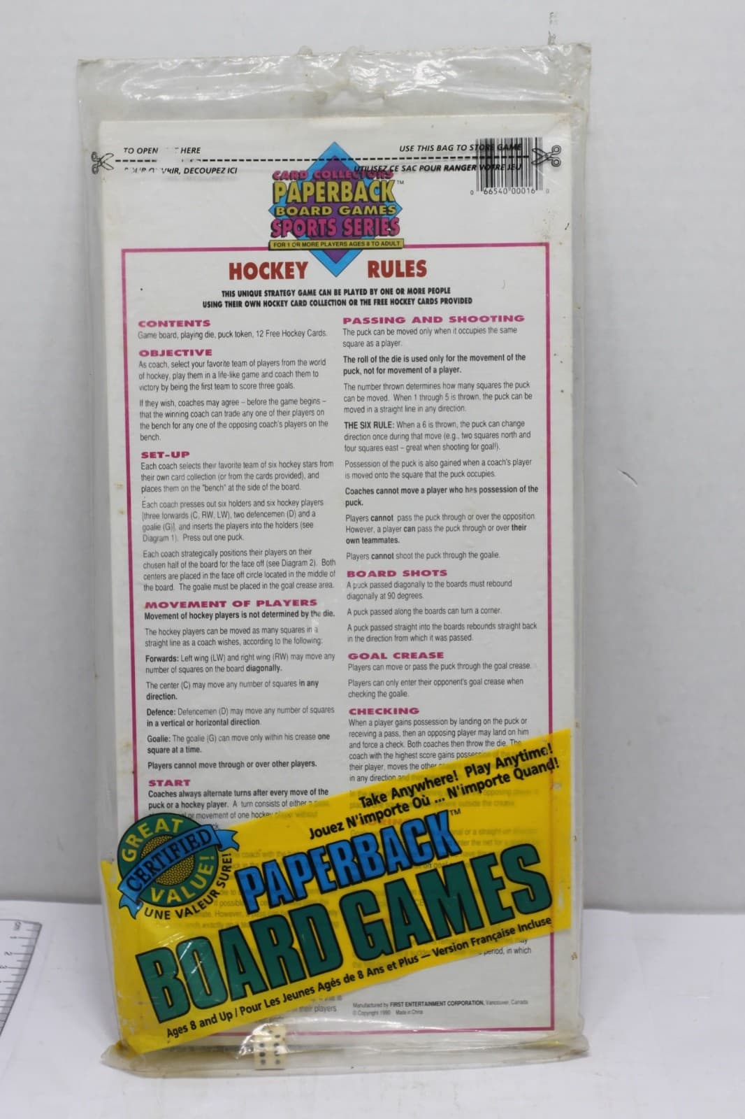 First Entertainmen Card Games Card Collectors Hockey Strategy Board Ga Bag VG+ - Thumbnail 2