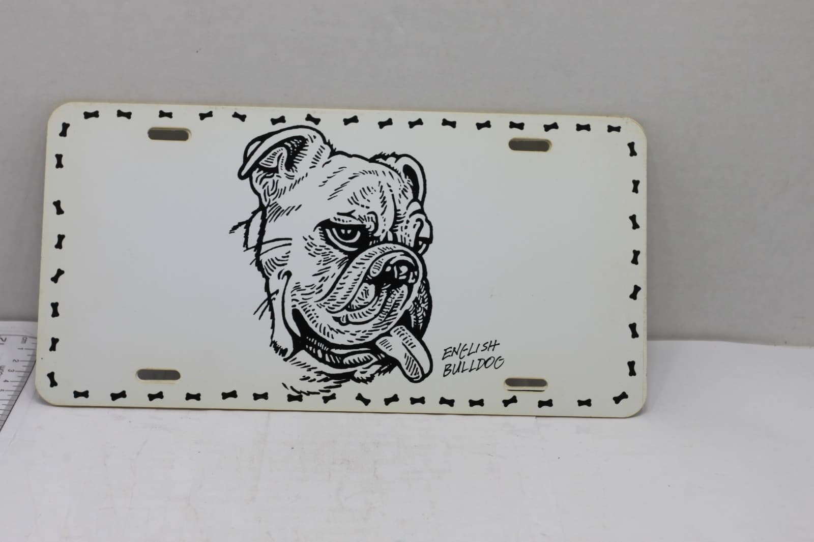 New Old Stock Novelty License Plate "English Bulldog" - Image 1