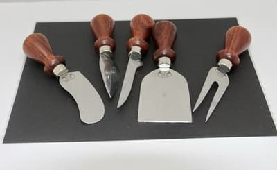 WILLIAMS SONOMA Berti Italian Cheese Knive 5 Pc Stainless Steel Olivewood - Image 1