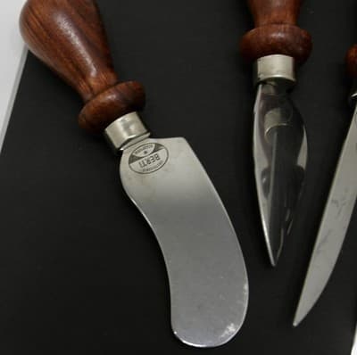 WILLIAMS SONOMA Berti Italian Cheese Knive 5 Pc Stainless Steel Olivewood - Thumbnail 3