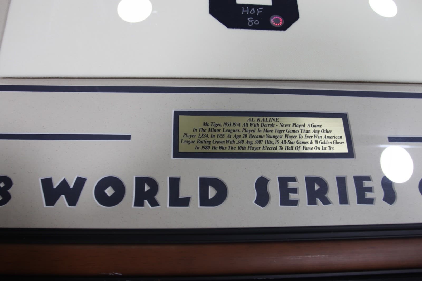 Detroit Tigers Al Kaline Signed Wood Framed White Jersey Schwartz HOF 80' 36x42 - Thumbnail 5