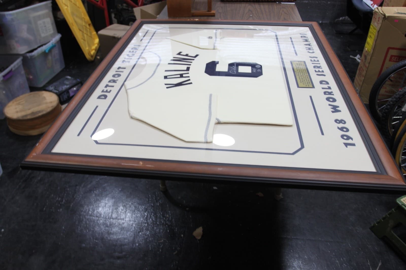 Detroit Tigers Al Kaline Signed Wood Framed White Jersey Schwartz HOF 80' 36x42 - Thumbnail 4