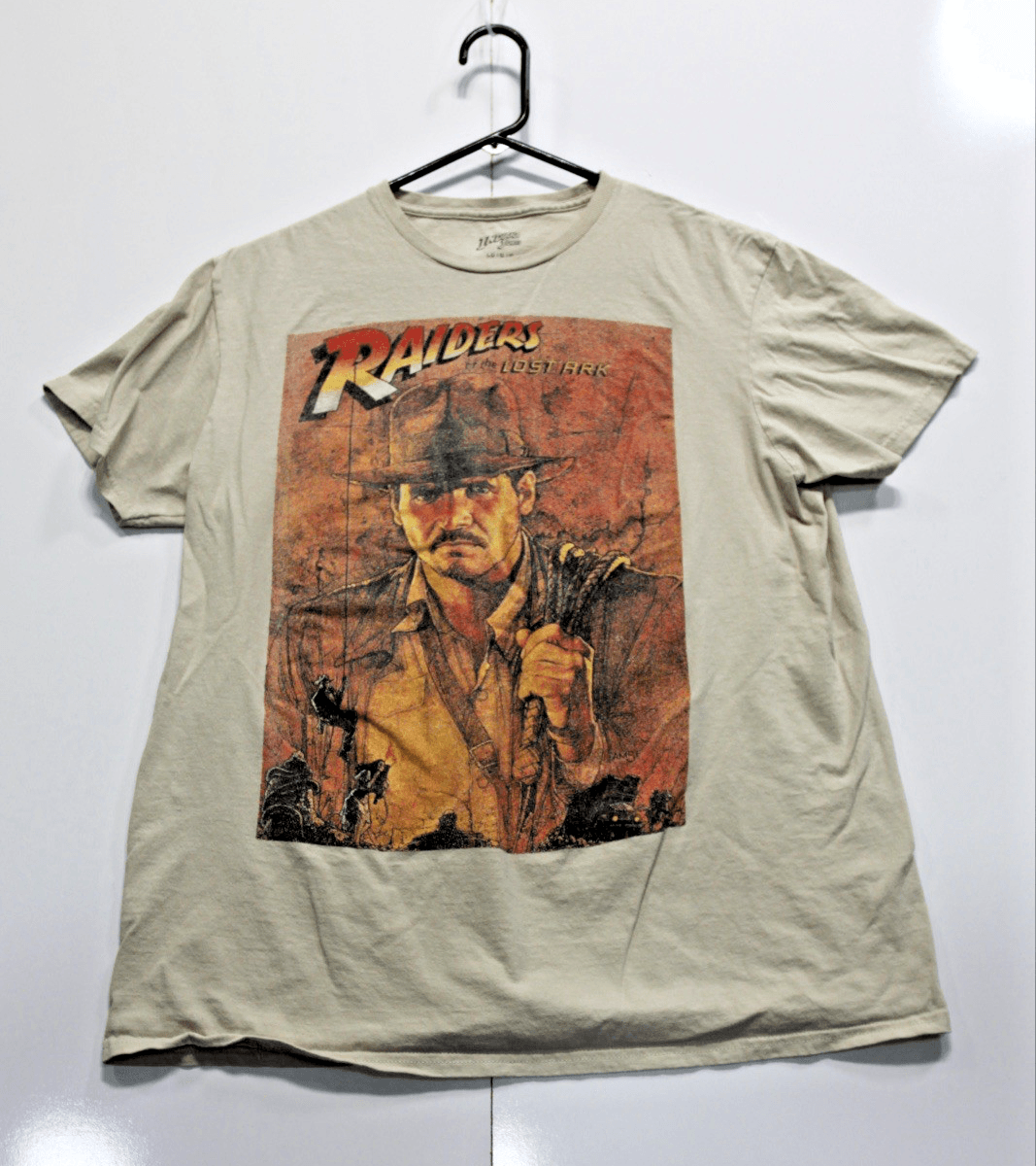 Unisex Adult Raiders Of The Lost Ark Short Sleeve T Shirt Tan Large Vintage - Image 1
