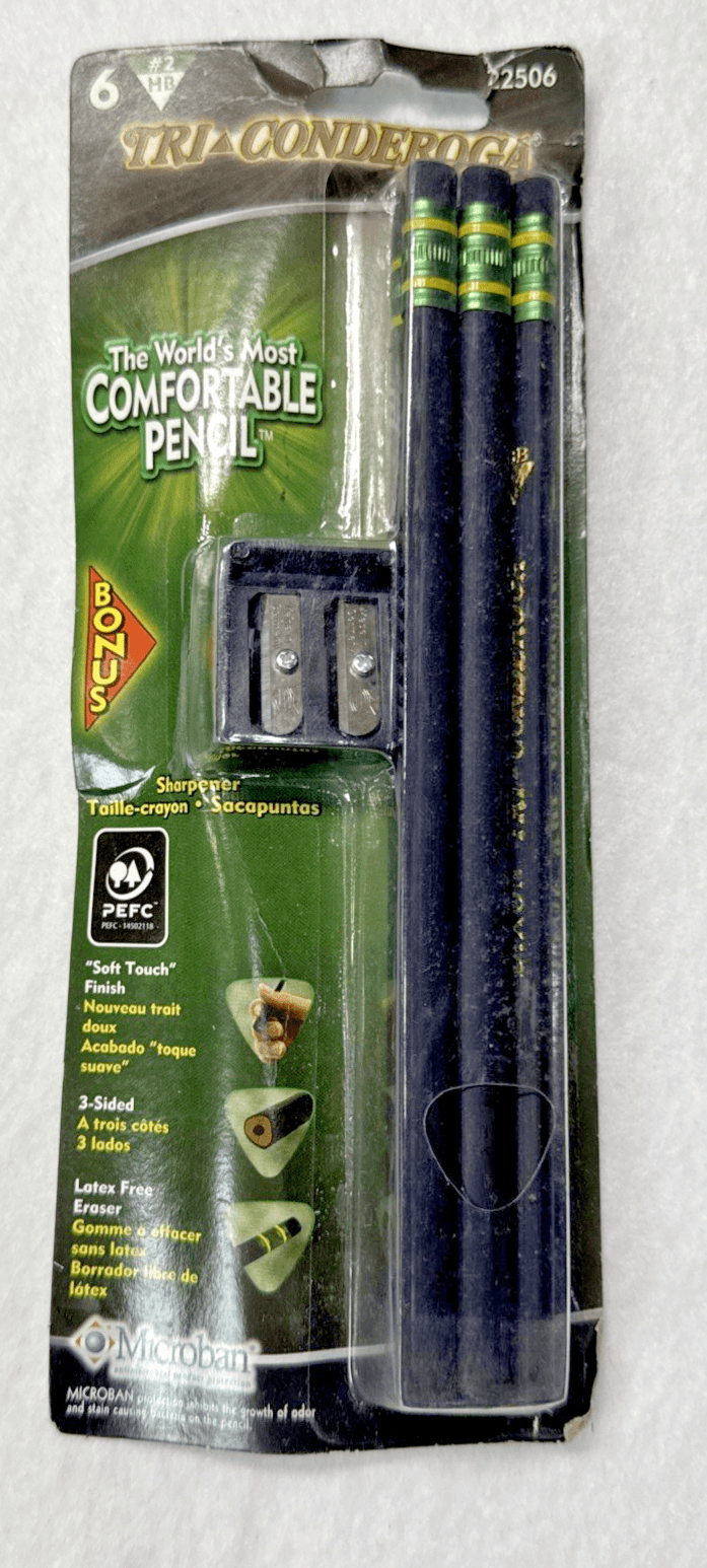 Dixon 22506 Tri-Conderoga Triangular Cedar #2 Pencils Pack of 6 with Sharpener - Image 1