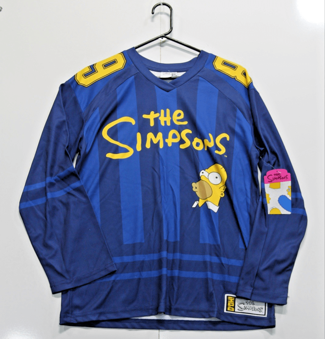 NWT The SImpsons Homer Bart D'OH Striped Graphic Hockey Jersey Mens XS - Image 1