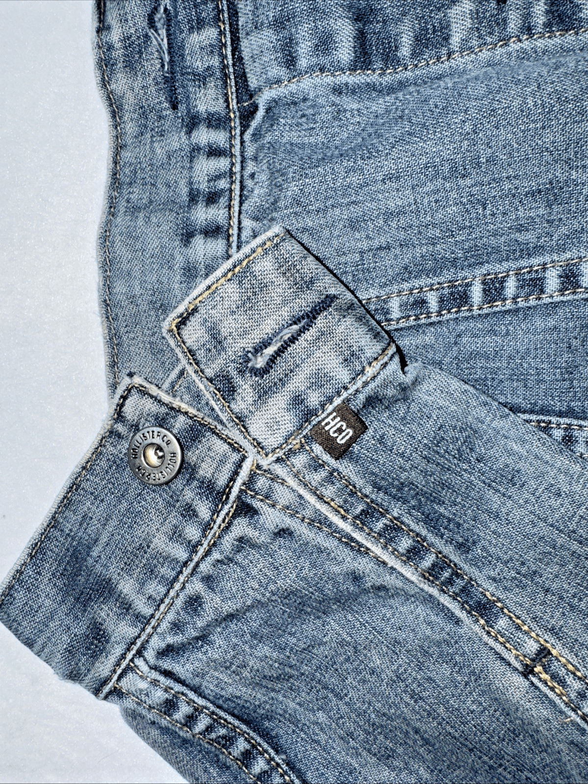 Vintage Y2K Hollister Denim Jean Jacket 2000 Blue Wash Juniors Medium Distressed - Thumbnail 3
