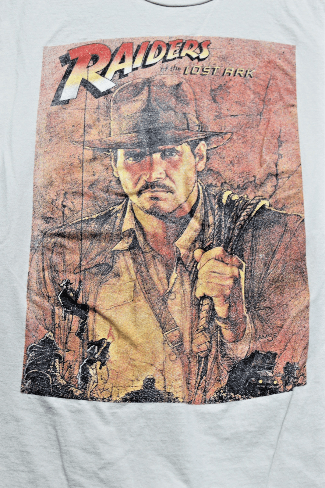 Unisex Adult Raiders Of The Lost Ark Short Sleeve T Shirt Tan Large Vintage - Thumbnail 2