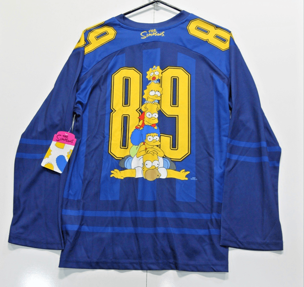 NWT The SImpsons Homer Bart D'OH Striped Graphic Hockey Jersey Mens XS - Thumbnail 4