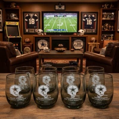 8 Vintage 1972 Dallas Cowboys NFL World Champions Glasses RARE See Condition - Image 1