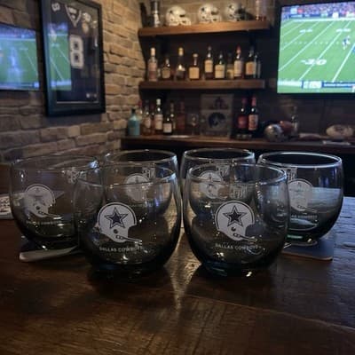 8 VINTAGE DALLAS COWBOYS SMOKE 8oz ROCKS TUMBLER DRINK GLASSES NFL RARE - Image 1