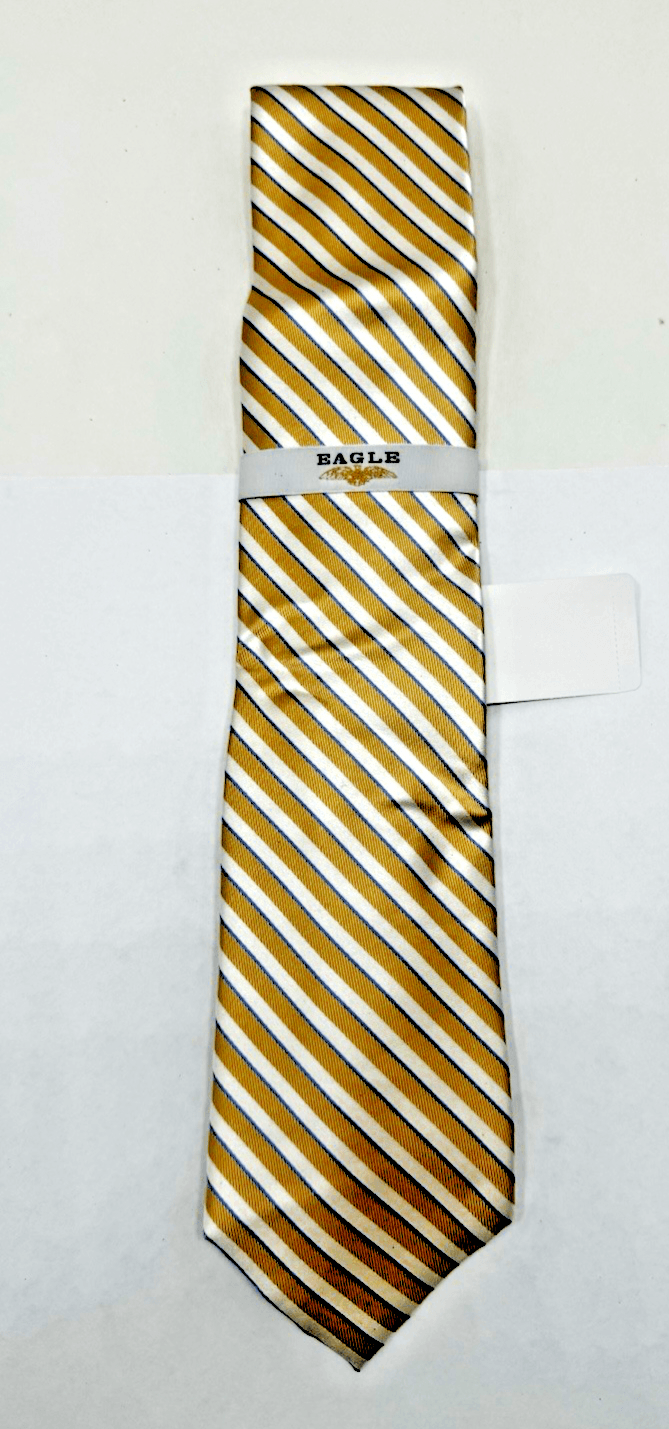 Eagle Shirtmakers Tie Yellow White Stripes Silk NEW - Image 1
