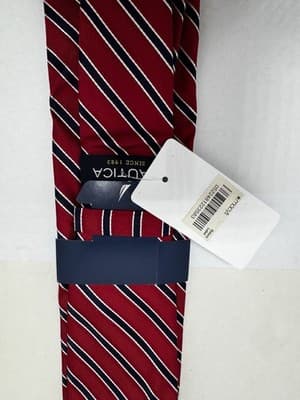 Nautica Mens Red-Blue Silk Striped Classic Since 1988 Neck Tie - Thumbnail 4