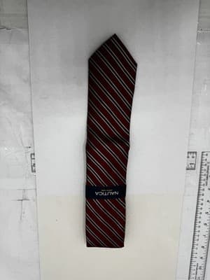 Nautica Mens Red-Blue Silk Striped Classic Since 1988 Neck Tie - Thumbnail 2