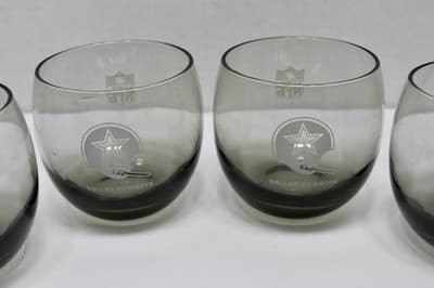 8 VINTAGE DALLAS COWBOYS SMOKE 8oz ROCKS TUMBLER DRINK GLASSES NFL RARE - Thumbnail 3