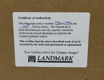 "The Arch" Athens, GA 1st Ed. #1156/2499, 20" x 16" Double Mat & Wood Framed COA - Thumbnail 6