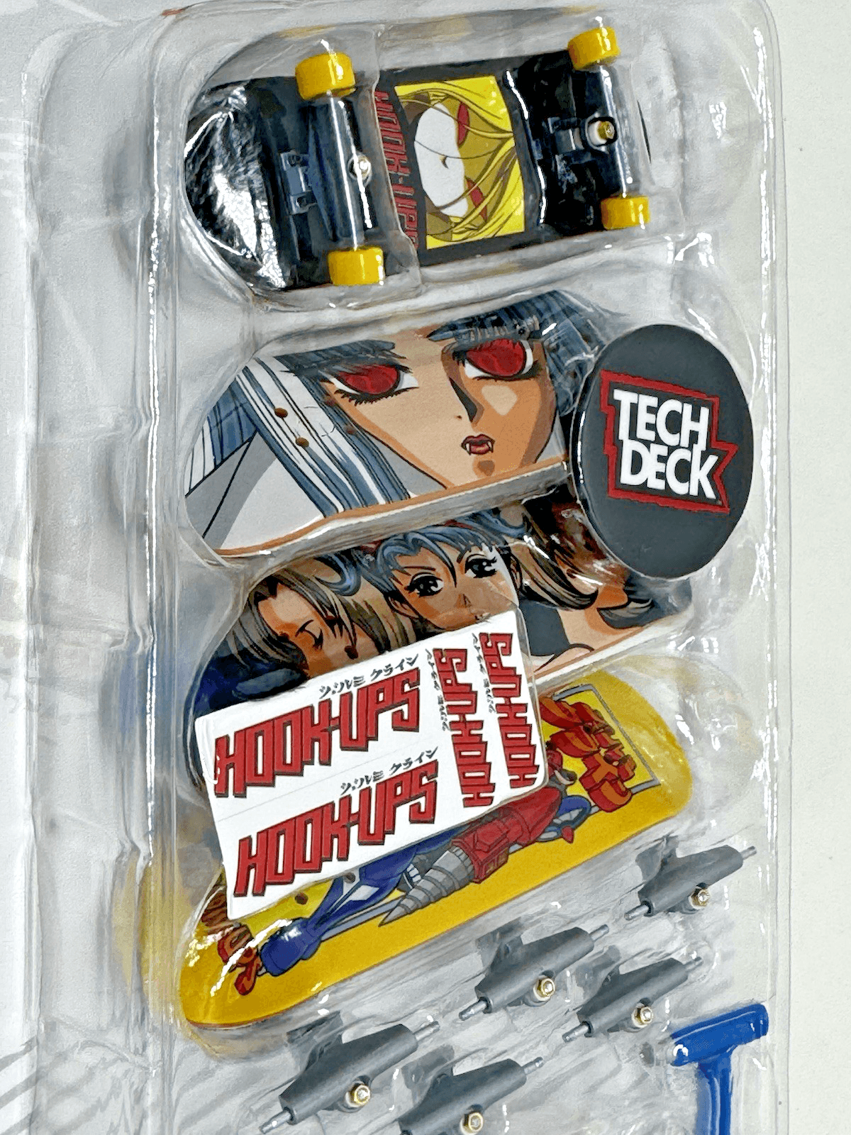 Tech Deck 4 Pack Hook-Ups Skateboards Fingerboards Anime Girl Robot Set New Rare - Thumbnail 4