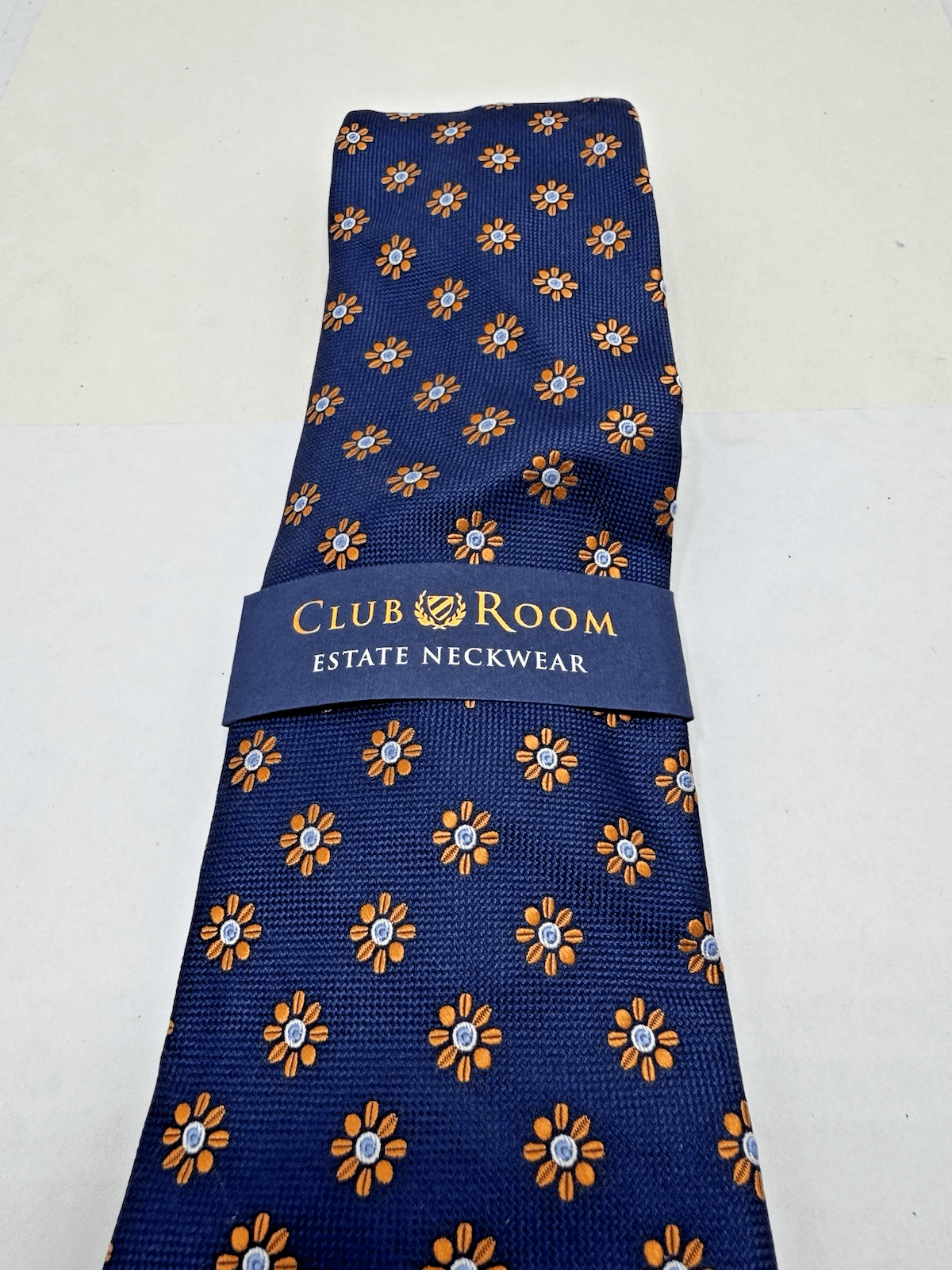 CLUB ROOM ESTATE NECKWARE Navy Blue Prospect Neat Flower Neck Tie NEW - Image 1