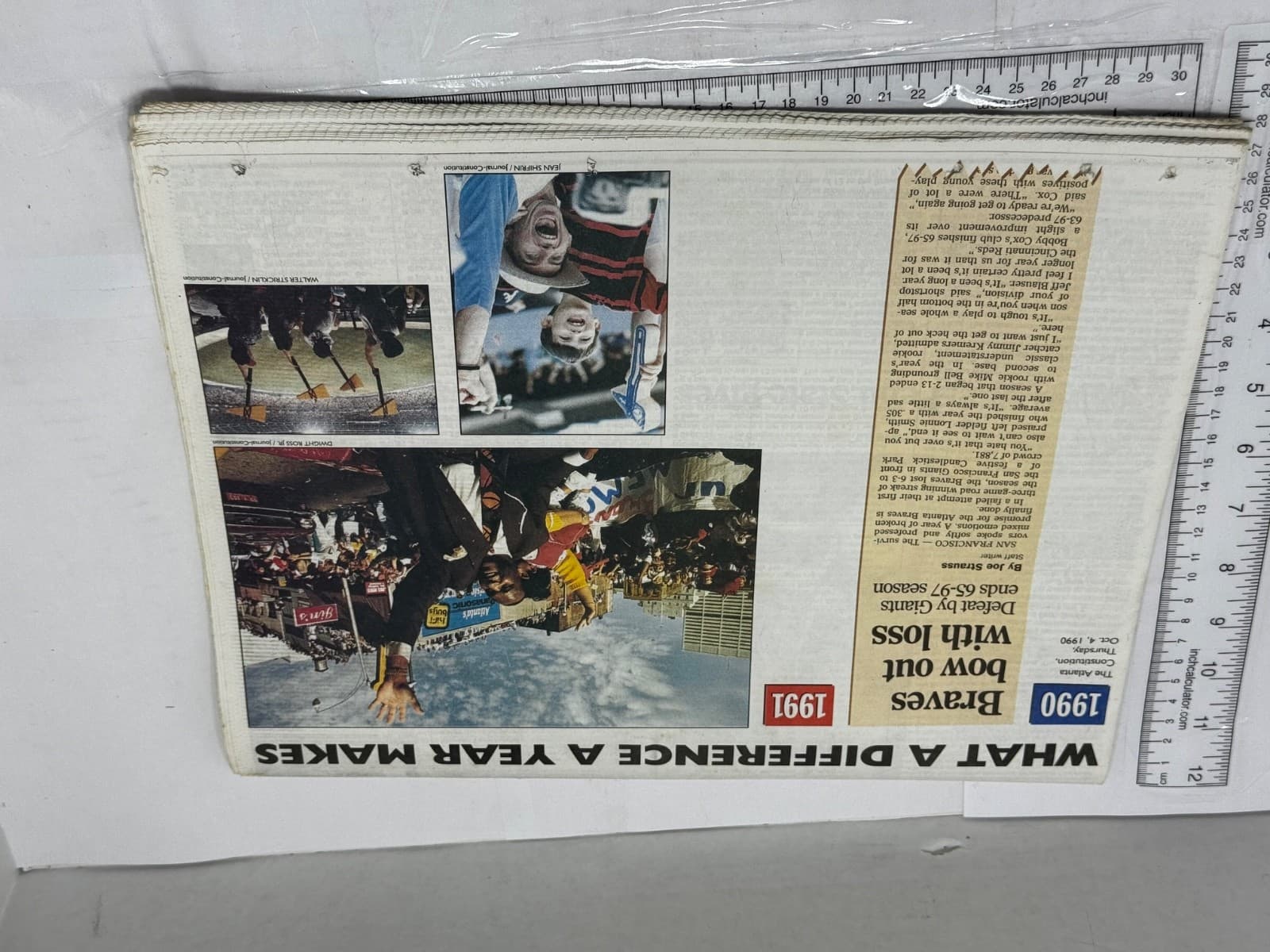 Atlanta Braves -Atlanta Journal Worst to First Newspaper August 29, 1991 - Thumbnail 3