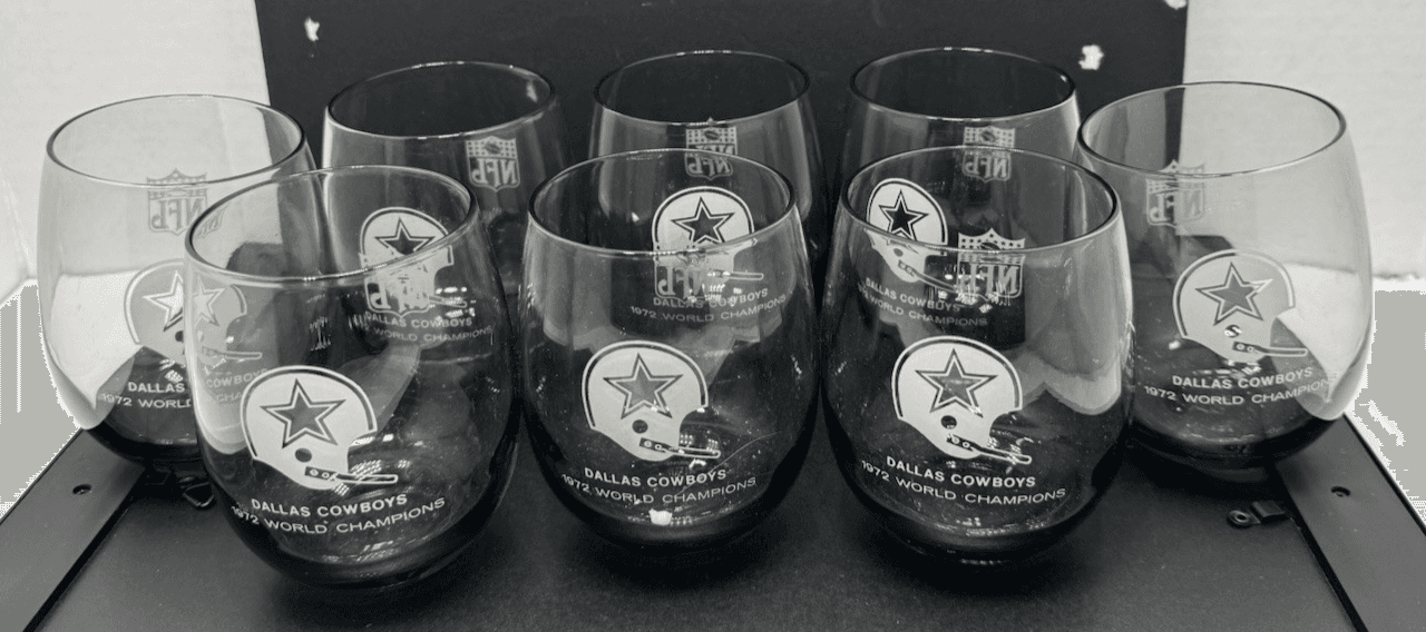 8 VINTAGE DALLAS COWBOYS SMOKE 8oz ROCKS TUMBLER DRINK GLASSES NFL RARE - Thumbnail 6