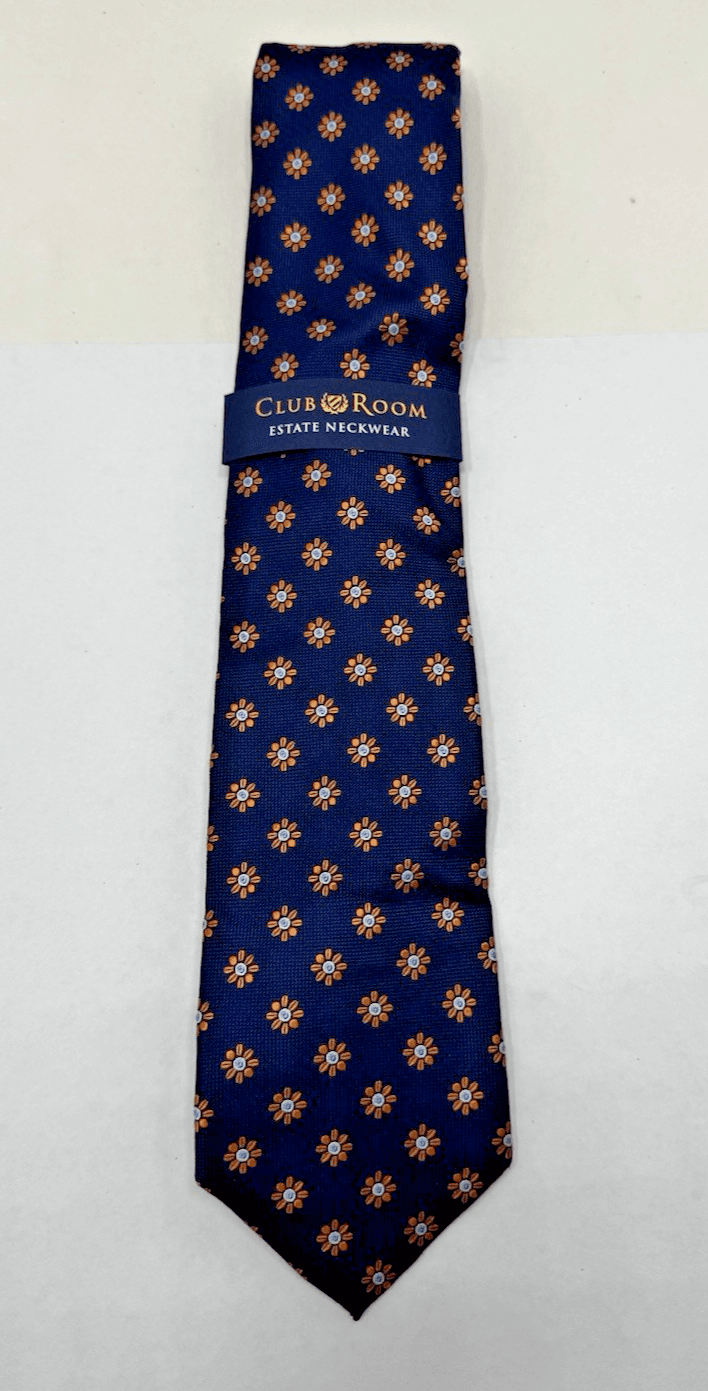 CLUB ROOM ESTATE NECKWARE Navy Blue Prospect Neat Flower Neck Tie NEW - Thumbnail 4