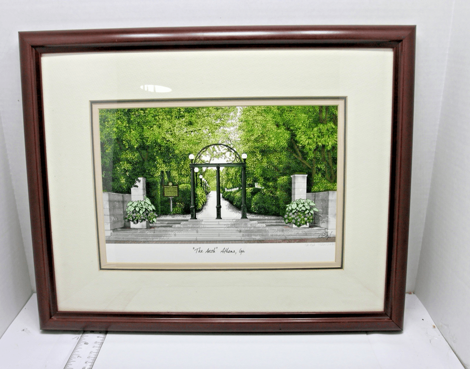 "The Arch" Athens, GA 1st Ed. #1156/2499, 20" x 16" Double Mat & Wood Framed COA - Thumbnail 2