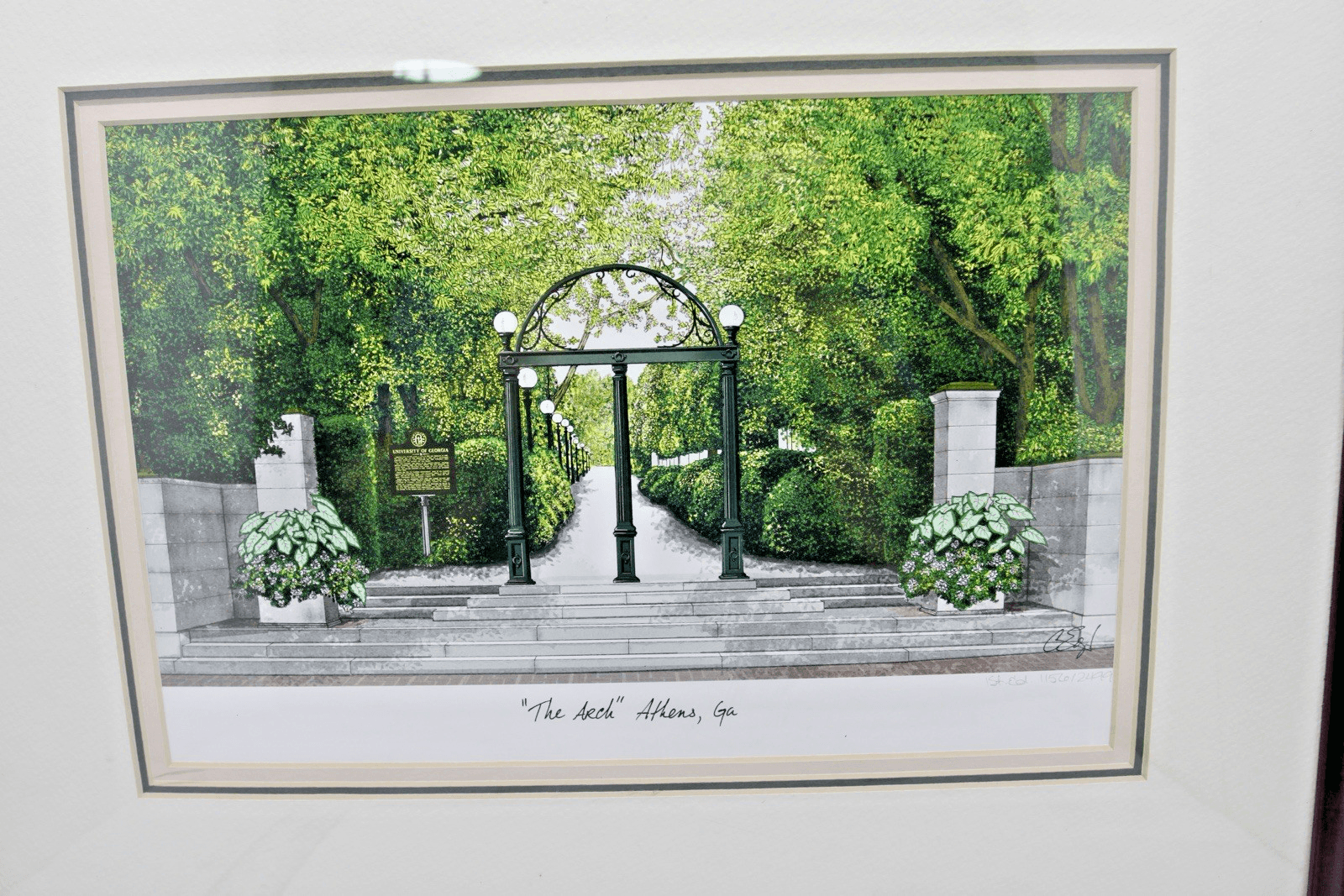 "The Arch" Athens, GA 1st Ed. #1156/2499, 20" x 16" Double Mat & Wood Framed COA - Thumbnail 3