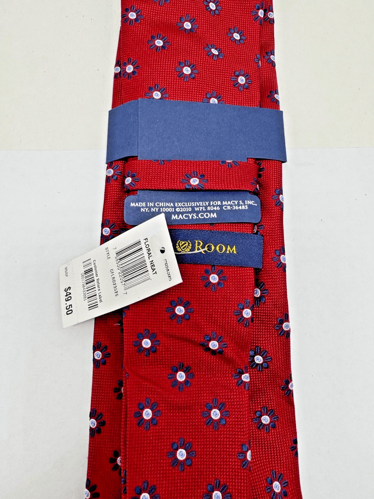 CLUB ROOM RED-BLUE Neat Flower Geometric Neck Tie NEW - Thumbnail 3